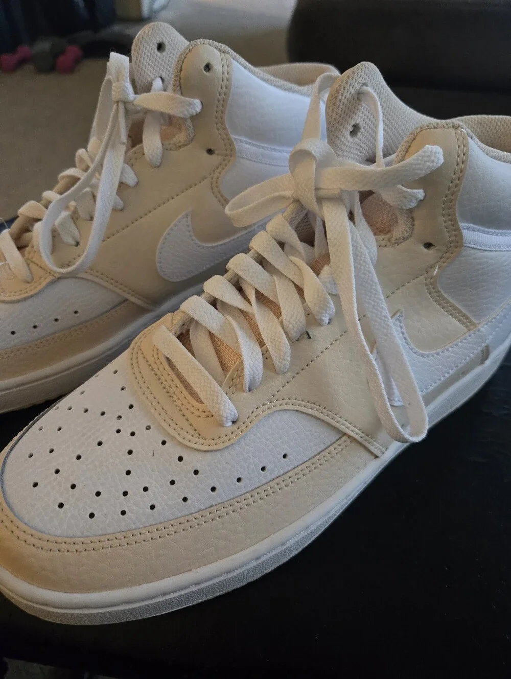 Womens High-Top Athletic Sneakers in Off-White and Cream